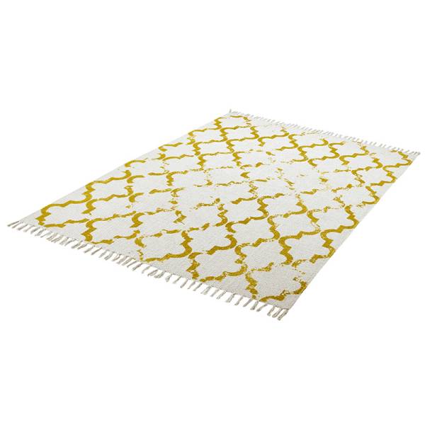 Muster 3D Baumwollteppich in creme und gelb von Heineking24